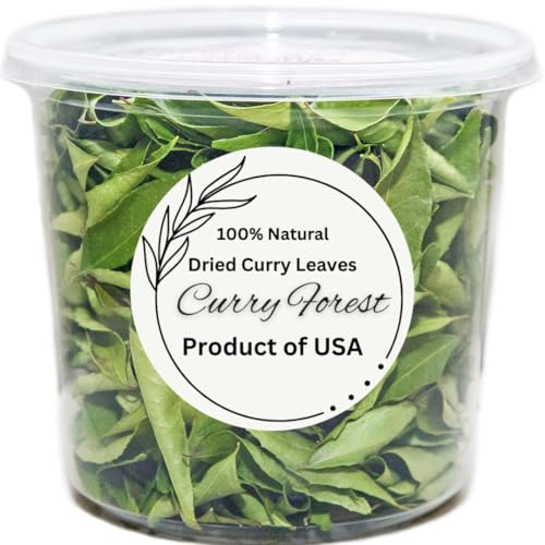 CurryForest Premium Dried Curry Leaves-100% Natural, Pesticide-Free Whole Leaves, USA Grown, Air Dried.